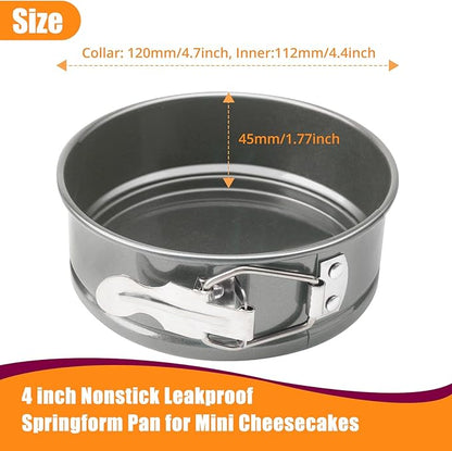 KUFUNG Cheesecake Pan, 4 Inch Springform Pan, Nonstick Leakproof Springform Pan Set for Mini Cheesecakes, Pizzas, Quiches (Gray, 4 inch)