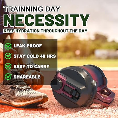 Hydraful 1 Gallon Water Jug, 128 oz Large Insulated Stainless Steel Sports Water Jug, Large Triple Wall Vacuum Insulation Water Bottle-Keeps Cold up to 48 Hrs-Sweat Proof, for Gym, Hiking  Camping