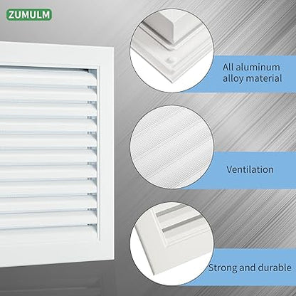 12" X 18" Attic Vent Aluminum Gable Vents for Houses Gable Vent Shed Vents Cover Exterior with Screen Mesh Alloy Wall Vent Ventilation for Home Garage Attic Ceiling - Vent Opening: 10" x 16" White