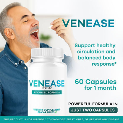 PureHealth Research Venease Capsules - Official Venease Pills Premium Supplement Support Advanced Formula All Natural for Vein Wellness & Health Multivitamin Pure Formula Reviews, 60 Capsules for 1 Month