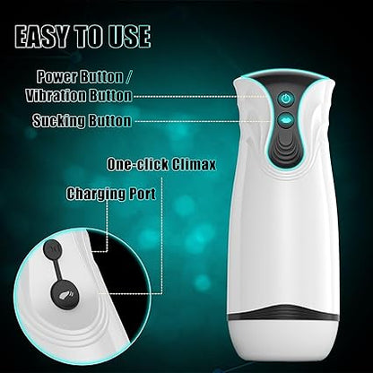 Automatic Sucking Male Masturbator,3 in 1 Male Stroker with 10 Vibration  4 Suction  One-Click Climax, Hands Free Penis Pump with 3D Textured, Blowjob Toy Mens Adult Sex Toys for Men