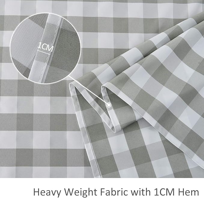 maxmill Checkered Square Tablecloth Stain Resistant Waterproof and Wrinkle Resistant Washable Heavy Weight Soft Table Cloth Gingham for Dining Room and Outdoor Use, 52 x 52 Inch Grey and White