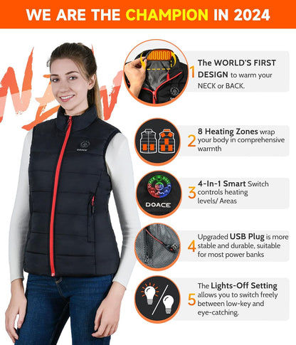 Upgraded Heated Vest for Men and Women, Smart Electric Heating Vest, Lightweight Heated Jacket (Battery Not Included)