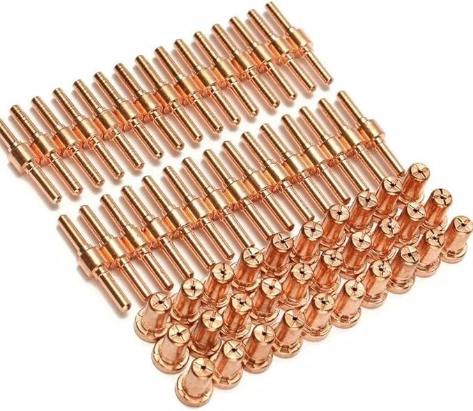 60Pcs Extended Long Electrode Tip Consumables For PT31 Air Plasma Cutter, Plasma Cutting Equipment Electrode Nozzle Kit