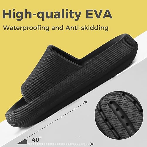 Leevar Cloud Slides for Women and Men - Soft, Comfy, Relax Cloud Slippers, Thick Sole, Non-slip Slides for Men, Easy to Clean, Shower, Swimming, Beach, Indoor and Outdoor Slides for Men