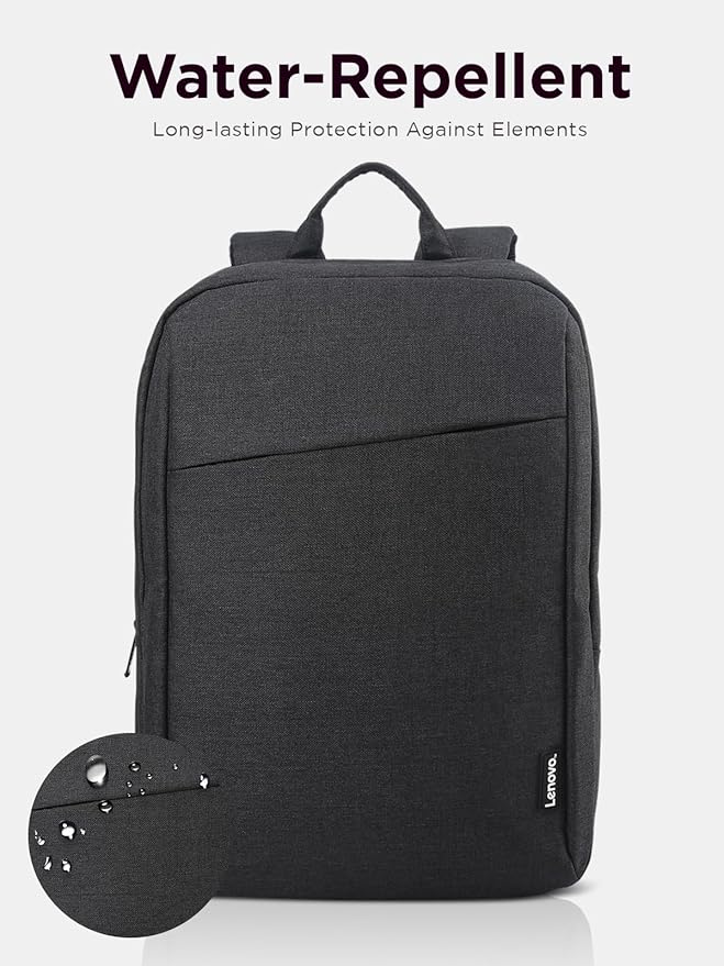 Lenovo Laptop Backpack B210, 15.6-Inch LaptopTablet, Durable, Water-Repellent, Lightweight, Clean Design, Sleek for Travel, Business Casual or College, GX40Q17225, Black