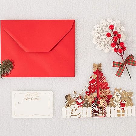 Christmas Tree Card, Greeting Cards, Hollow Bronzing Love Tree Blessing Card 3D Pop Up Card, Pop Up Christmas Cards,