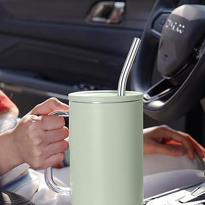 Tomorotec 30oz Straws, 11" Stainless Steel Straw 14PCS for 30oz Stanley Tumbler, 0.35"9mm Diameter Sleek Metallic Finish- 7 Straight, 7 Bent Straws  2 Brushes, Dishwasher Safe, 304 Food-Grade