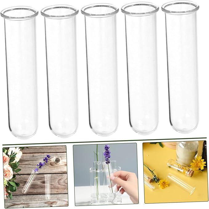 Glass Test Tube Vase for Plant Propagation 5 Pack Water Tube for Flowers Elegant Home Decor for Office Dinner Parties