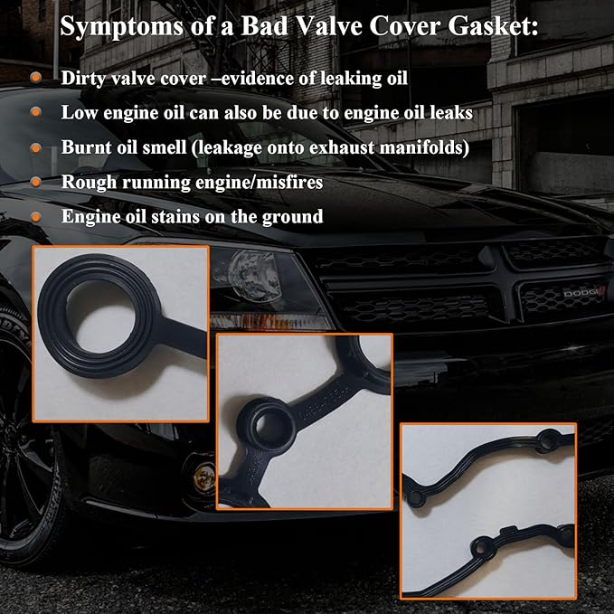 VS50698R Engine Cylinder Valve Cover Gasket Fit for Chrysler 200 Sebring Dodge Avenger Caliber Journey, Valve Cover Gasket Set for 2007-2017 Jeep Compass Patriot Replace OE K04884763AA