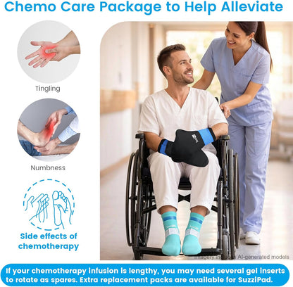SuzziPad Cold Therapy Hand Ice Packs, Cooling Gloves for Chemotherapy, Chemo Care Package for Women and Men (Gloves and gloves ice packs only. Universal size)