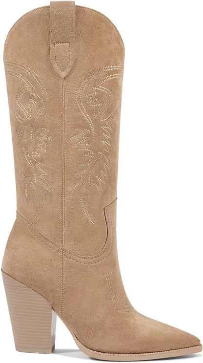 Cowboy Boots Cowgir Boots for Women, Pointed Toe Chunky Heel Western Boots