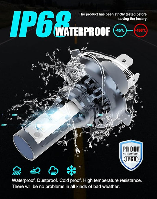 H19 H4 9003 HB2 HS1 LED Bulbs Fog Lamp 12V 24V 20000Lm Bright 30W 6500K Fanless EMC Plug and Play for Cars Motorcycles Trucks 2pcs