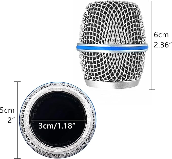 Microphone Replacement, Grille Compatible with Shure BETA87, BETA 87A, BETA 87C, Microphone Capsules, Microphone Ball Head Grille, Cartridge Components (2 Pack)