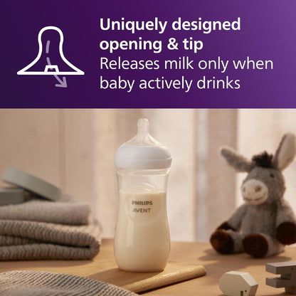 Philips Avent Natural Baby Bottles with Natural Response Nipples (Fast Flow, Flow 4), 11oz, 2-Pack, SCY906/02 (No Original Packaging)