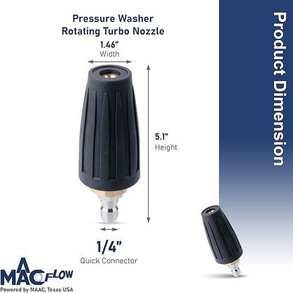 MAACFLOW High Pressure Washer Turbo Nozzle 14" Quick Connect 360 Rotating Spray 4.0 GPM At 4000 PSI Compatible with Ryobi, Greenworks, Craftsman, Troybilt, Simpson (Pack of 1)