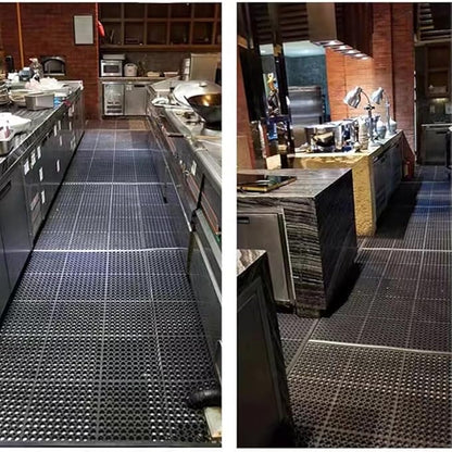 Anti-Fatigue Rubber Floor Mat - NANBOWANG Commercial Grade Grease Resistant Non-Slip Recycle Tyre Floor Mats for Restaurant Kitchen Bar Garden Outdoor Wet Area (36"x 60") Black