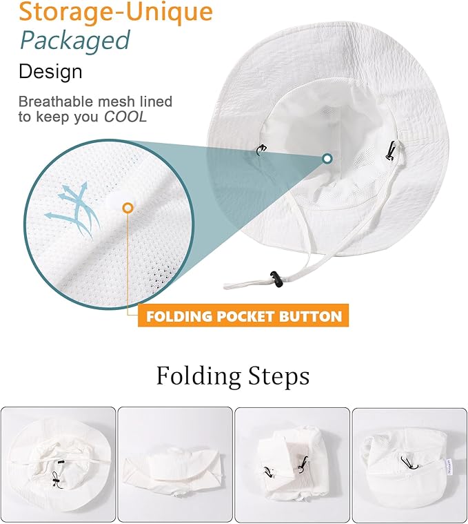 Waterproof Sun UPF 50 Bucket Hat UV Protection Packable Brimmed Boonie for Women Men Summer Lightweight Hiking Outdoor Cap