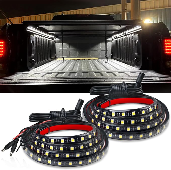 2Pcs 60 Inch Truck Bed Lights, Avenemark Waterproof 12V LED Light Strip with 180 White LEDs, Truck Accessories Strip Lights Kit with OnOff Switch Wiring Extension Cable for Pickup Cargo Boat