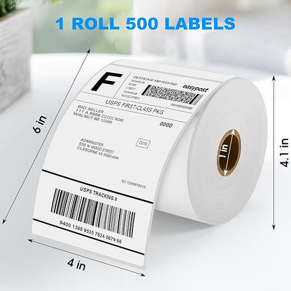 MaxGear 4" x 6" Direct Thermal Shipping Labels, 500 Perforated Mailing Labels, Compatible with Brother, Zebra, Rollo  Most Thermal Printers, Commercial Grade, Not for Dymo