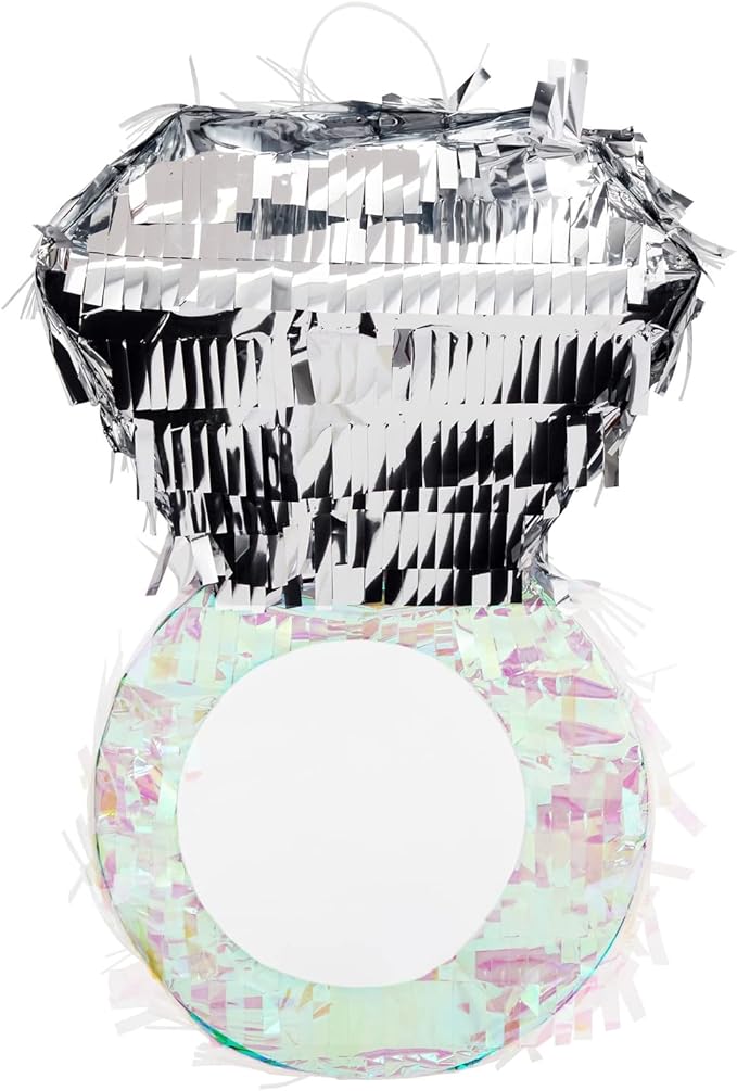 Sustainable Greetings Diamond Ring Pinata for Bridal Shower Centerpieces, Engagement Decorations, Bachelorette Party Supplies (7.2 x 7.1 x 11.0 In) - Diamond Party Decorations