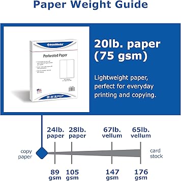 PrintWorks Professional Perforated Paper for Menus, Booklets, Forms and More, 8.5 x 11, 20 lb, 1 Vertical Perf 4.25" From Left, 500 Sheets, White (04339)