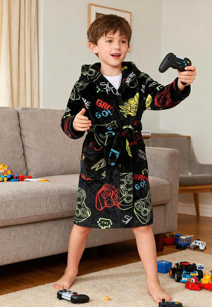 Cozy fleece bathrobe from HDOBHIO, perfect for kids, soft, warm, and available in fun colors, great for daily wear, lounging, or bath time.