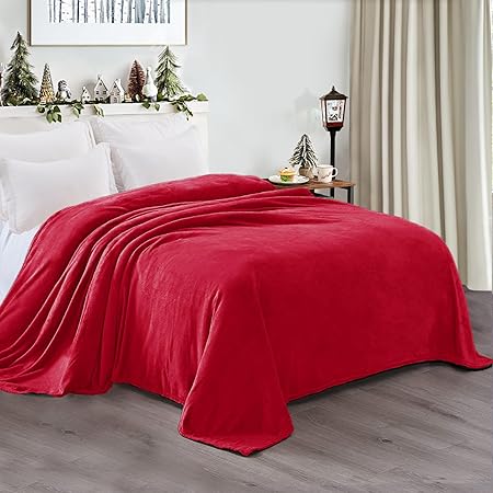 Exclusivo Mezcla Fleece Blanket Twin Size for Bed, Super Soft and Warm, All Season Use, Cozy, Plush, Lightweight, 60x80 Inches Red