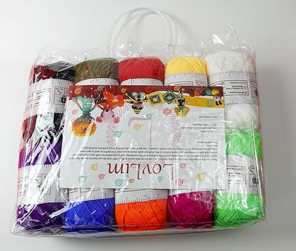 Crochet Yarn, 10x50g Soft Cotton Yarn Skeins, 1200+ Yards, for Crochet and Knitting, Free Crochet/Amigurumi Patterns, Craft DK Yarn Perfect Starter Kit (Rainbow)