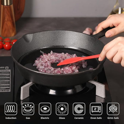 Cast Iron Skillets Non-Stick Frying Pans Griddle Egg Pan Round IndoorOutdoor,Stove, BBQ, Grill Cookware,8 Inch