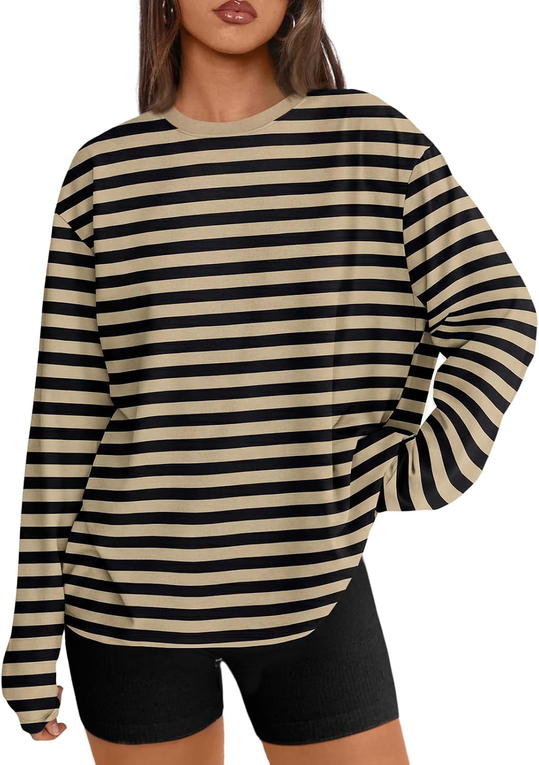 Trendy Queen Womens Oversized Long Sleeve Shirts Fall Tops 2026 Basic Tee Casual Workout Y2K Clothes