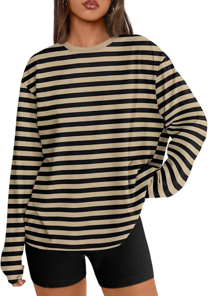 Trendy Queen Womens Oversized Long Sleeve Shirts Fall Tops 2026 Basic Tee Casual Workout Y2K Clothes
