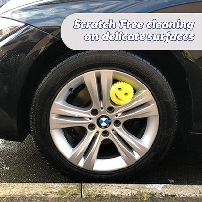 Scrub Daddy Original Dish Sponge Twin Pack, Smiley Face Sponges for Cleaning & Washing Up - Multipack Kitchen Non Scratch Scourers with FlexTexture Firm & Soft Scrubbing, Dishwashing Scrubber - Yellow