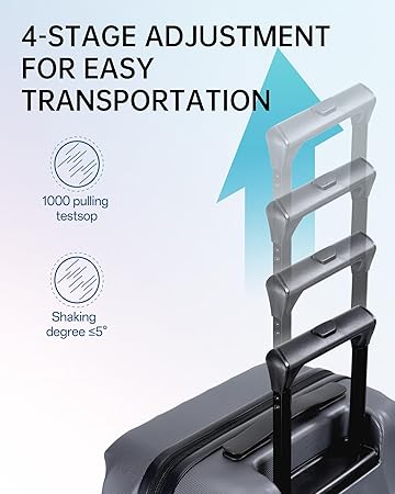 BAGSMART Carry On Luggage 22x14x9 Airline Approved,PC Hardside Suitcase,20 Inch Travel Luggage with Spinner Wheels, Lightweight Suitcases for Men Women, Grey