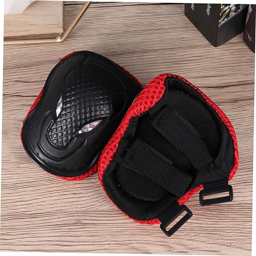 2 pcs Protective Gear Kit for Adults Knee Pads Elbow Pads and Roller-Skate Protectors for Skating Biking Skiing and Outdoor Sports Black and Red