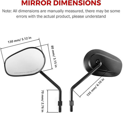 INNOGLOW Motorcycle Mirrors Rearview Mirror Side Mirrors Wide Field Matte Black Aluminum 8mm10mm Universal for Suzuki kawasaki Cruiser Chopper