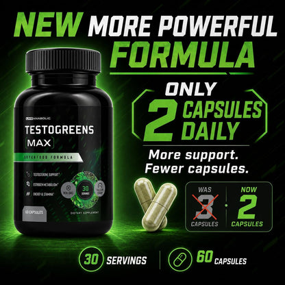 Live Anabolic - TestoGreens Max - Men’s Daily Greens Capsule Supplement, Natural Male Hormone Support, Enhanced Energy & Stamina