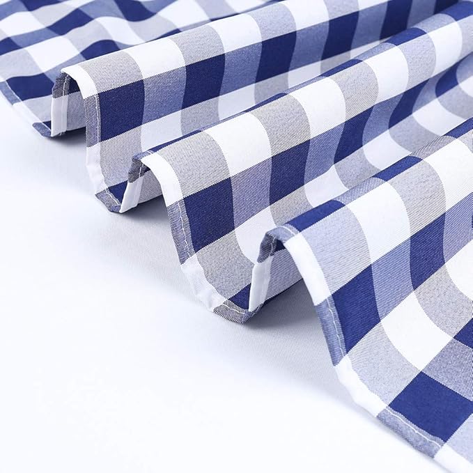 Zdada Navy Blue and White Buffalo Checkered Tablecloth 54x54 inch Polyester Plaid Tablecloth for Kitchen Dining Square Rectangle Table Decor