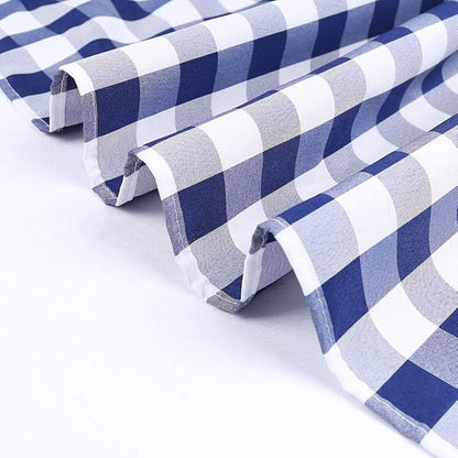 Zdada Navy Blue and White Buffalo Checkered Tablecloth 54x54 inch Polyester Plaid Tablecloth for Kitchen Dining Square Rectangle Table Decor