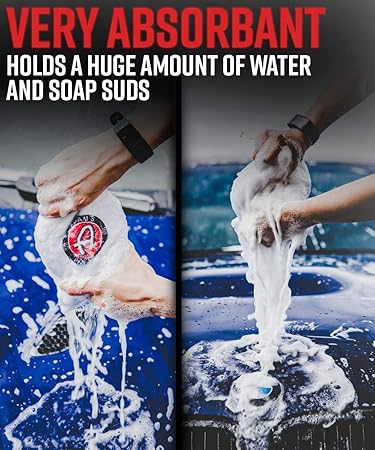 Adam's Polishes Microfiber Car Wash Sponge (2 Pack)  Premium Scratch Free Mitt for Car Cleaning | Car Detailing Accessory Works with Bucket, Car Shampoo, Foam Cannon or Foam Gun | Boat RV Motorycle