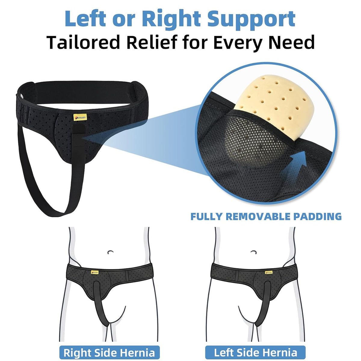 Tenbon Hernia Belt for Men and Women Hernia Support Truss for Inguinal Groin Left or Right Side Adjustable Waist Strap, Surgery Men’s Inguinal Brace for Pain Relief Recovery (Small)