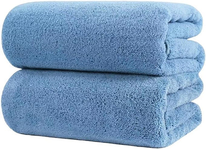 POLYTE Quick Dry Lint Free Microfiber Bath Sheet, 35 x 70 in, Pack of 2 (Blue)