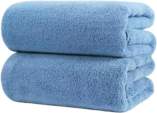 POLYTE Quick Dry Lint Free Microfiber Bath Sheet, 35 x 70 in, Pack of 2 (Blue)