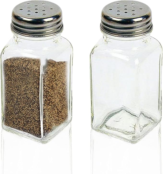 1st Choice Salt and Pepper Shakers with Stainless Tops Set of 2 (Square Shakers)