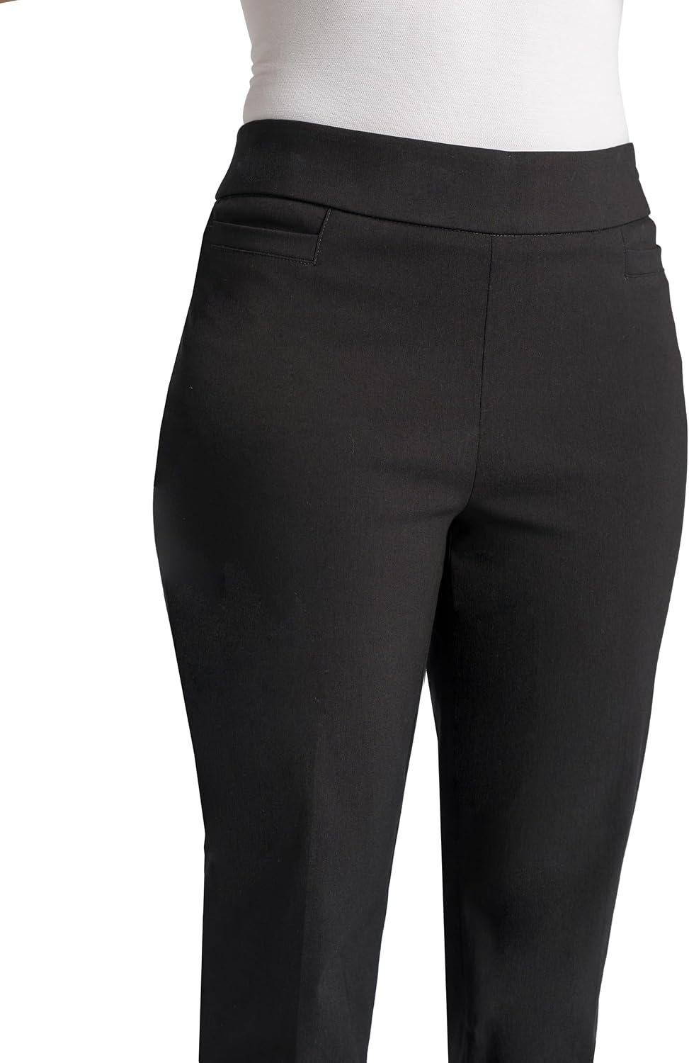 Briggs New York Women’s Pull On Dress Pants 4 Pockets Straight Leg Stretchy Office Casual Work Slacks
