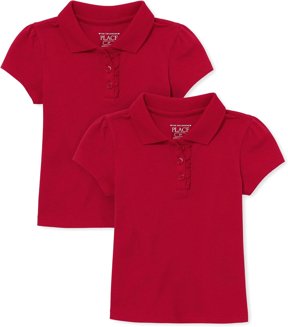 The Children's Place Toddler Girls' Ruffle Pique Polo Shirts, Multipack