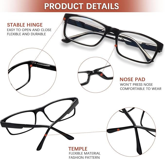 Reading Glasses for WomenMen Blue Light Blocking, Computer Readers Anti Eye Strain Blocker Eyeglasses 6 Packs