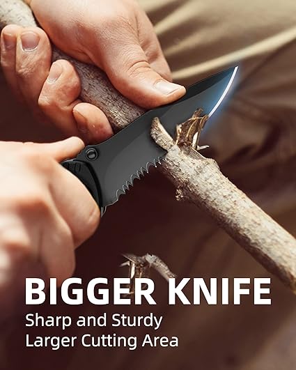 Pohaku Multitool Knife, Pohaku 13 in 1 Pocket Multitool, Multi Tool with 3" Large Blade, Safety Locking Design, Spring-Action Plier, Durable Nylon Sheath for Outdoor, Camping, Fishing, Survival,Hiking