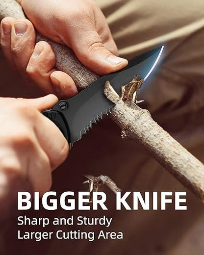 Pohaku Multitool Knife, Pohaku 13 in 1 Pocket Multitool, Multi Tool with 3" Large Blade, Safety Locking Design, Spring-Action Plier, Durable Nylon Sheath for Outdoor, Camping, Fishing, Survival,Hiking