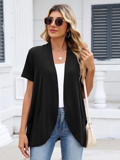 DEARCASE Women's Short Sleeve Bolero Shrugs Lightweight Cardigan Summer Casual Open Front Draped Spring Cardigans